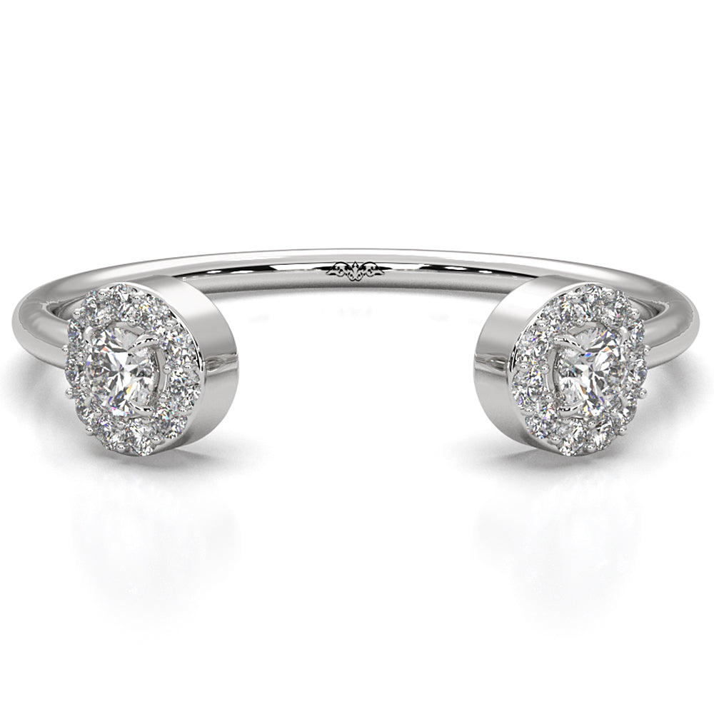 Women's Thin Round Lab Diamond Open Cuff Fashion Ring 0.14ctw.